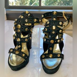 DSQUARED2 women’s studded platform sandals, wrap around, 38.5, made in Italy